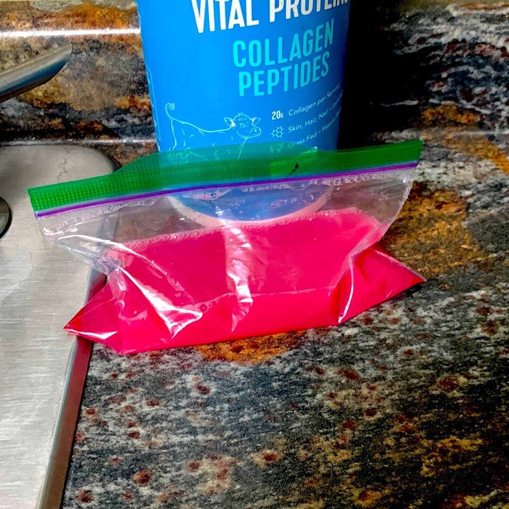 Magenta Water in a Bag
